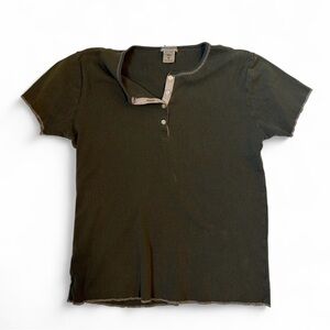 Y2K Abercrombie and Fitch Henley Tee 
Olive green